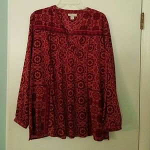 Coldwater Creek long sleeve mixed pattern tunic